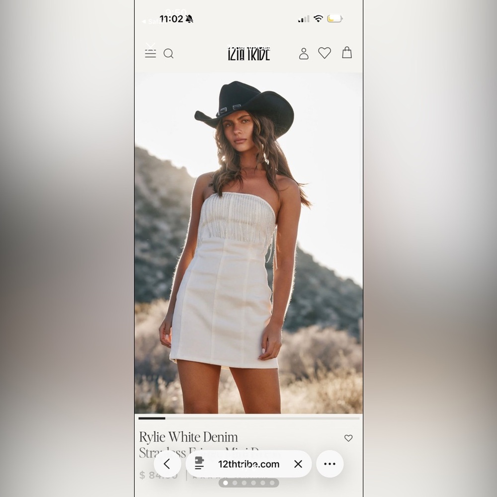 12th Tribe Rylie White Denim Strapless Dress